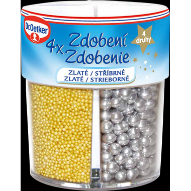 Dr. Oetker Zdobení 4 druhy zlaté/stříbrné (81 g) DO0042 dortis