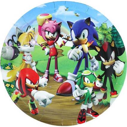 Párty papírové talíře 22cm 10ks ježek Sonic