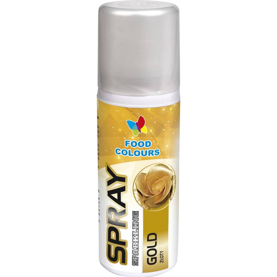 Barva ve spreji Food Colours New Gold (50 ml) Zlatá Bez E171 - dortis