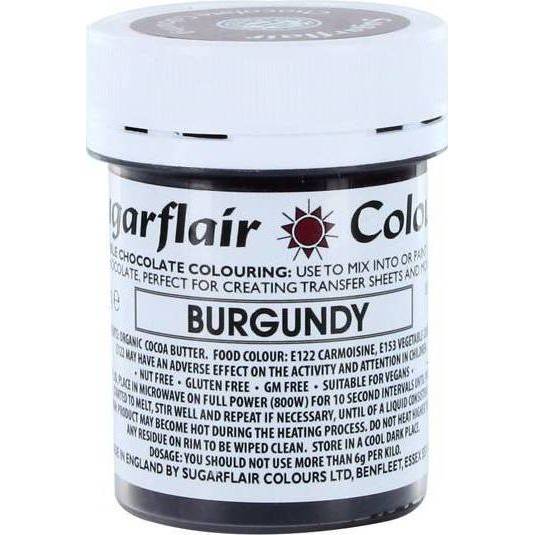 Barva do čokolády na bázi kakaového másla Sugarflair Burgundy (35 g) C305 dortis - Sugarflair