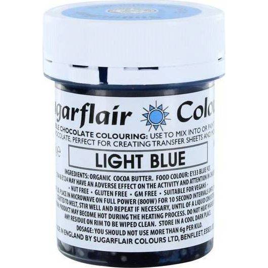 Barva do čokolády na bázi kakaového másla Sugarflair Light Blue (35 g) - Sugarflair