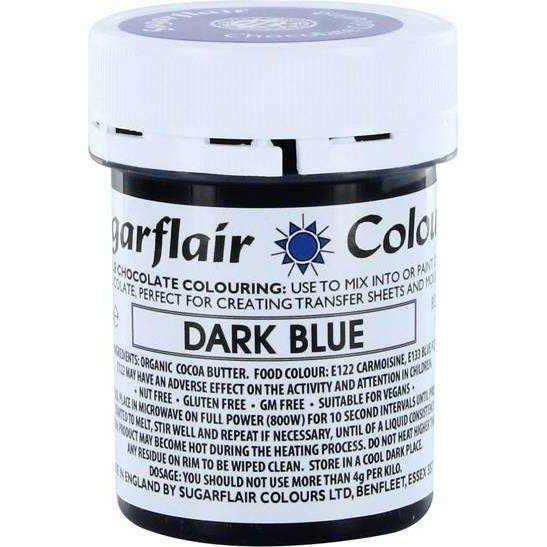 Barva do čokolády na bázi kakaového másla Sugarflair Dark Blue (35 g) C307 dortis - Sugarflair