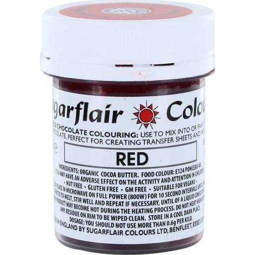 Barva do čokolády na bázi kakaového másla Sugarflair Red (35 g) C302 dortis - Sugarflair