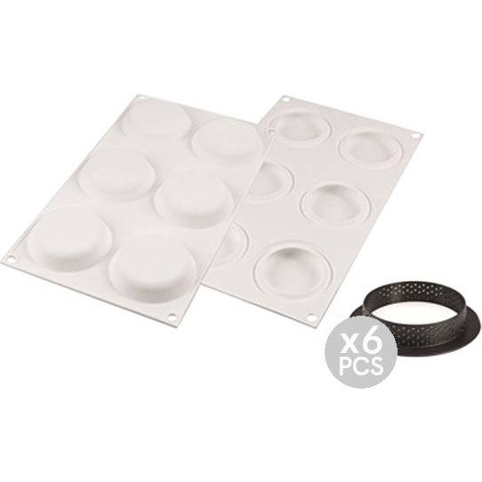 Set silikonová forma Chablon kulatý + formičky 6x 50ml - Silikomart