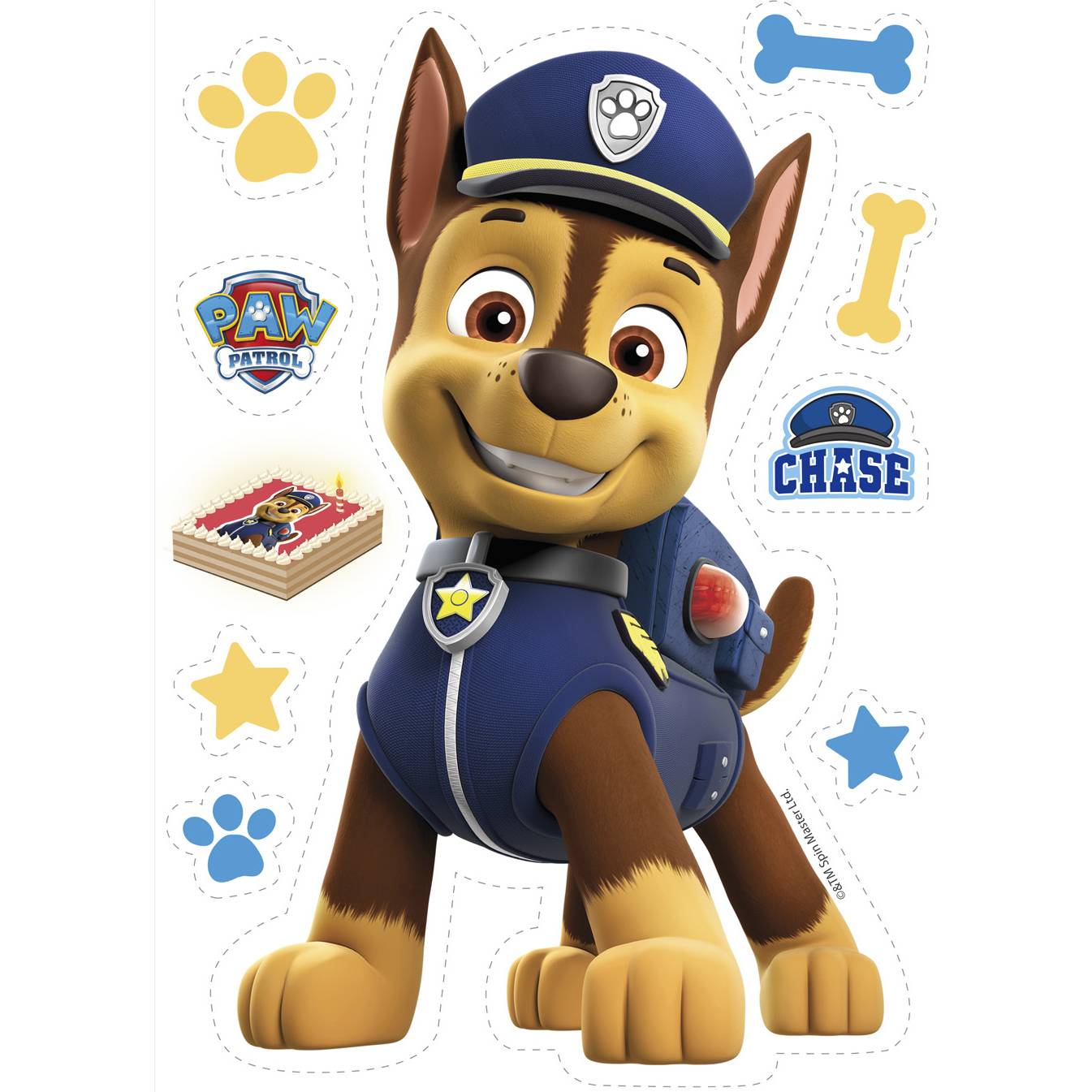 Jedlý papír Paw Patrol Chase k vystříhnutí  21x14,8cm - Dekora - Dekora