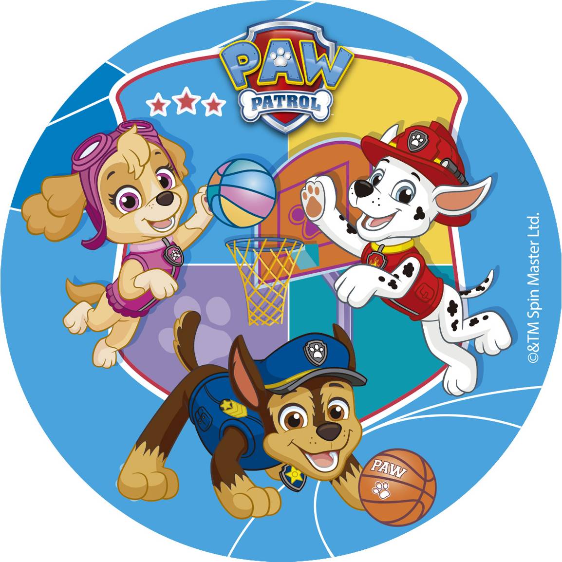 Fondánový papír paw patrol basketbal 15,5cm - Dekora