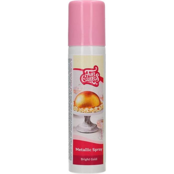 Metalický sprej bright gold 100ml - FunCakes