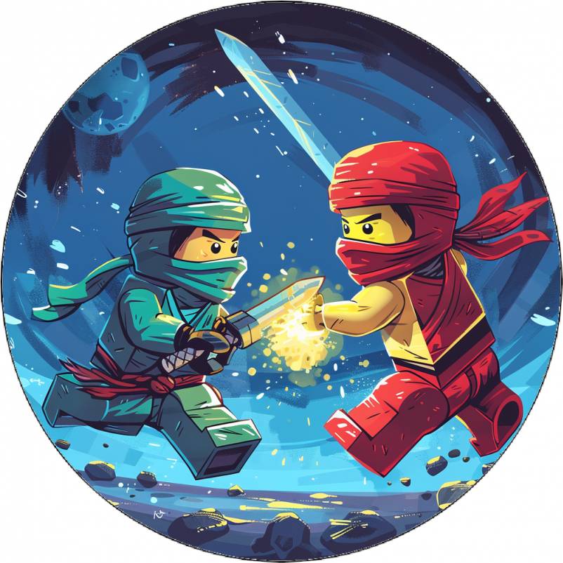 Jedlý papír Ninjago ve vesmíru modré pozadí 19,5 cm - Pictu Hap