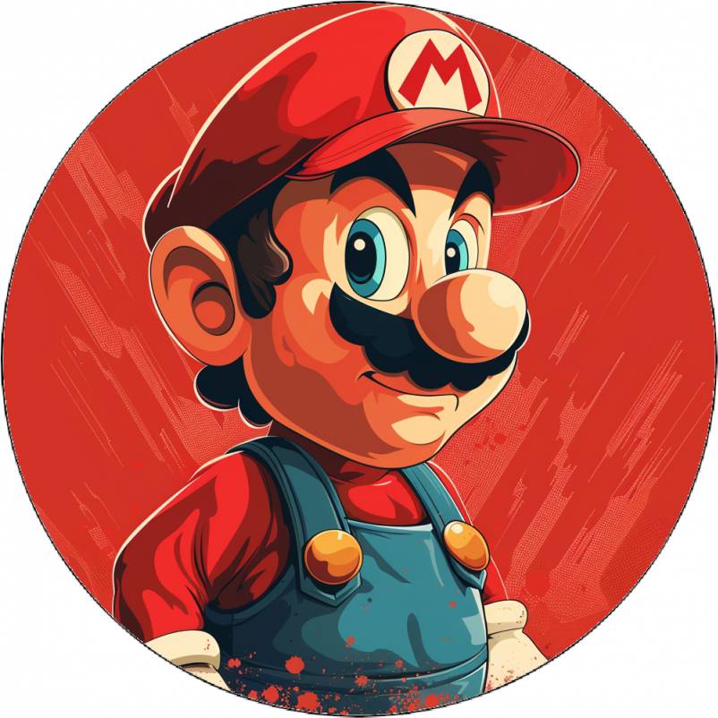 Jedlý papír Super Mario červené pozadí 19,5 cm - Pictu Hap