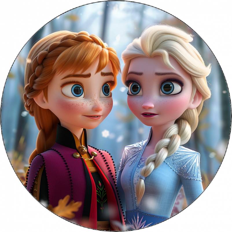 Jedlý papír Anna a Elsa v lese 19,5 cm - Pictu Hap