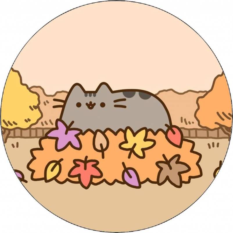 Jedlý papír Pusheen na hromádce listí 19,5 cm - Pictu Hap