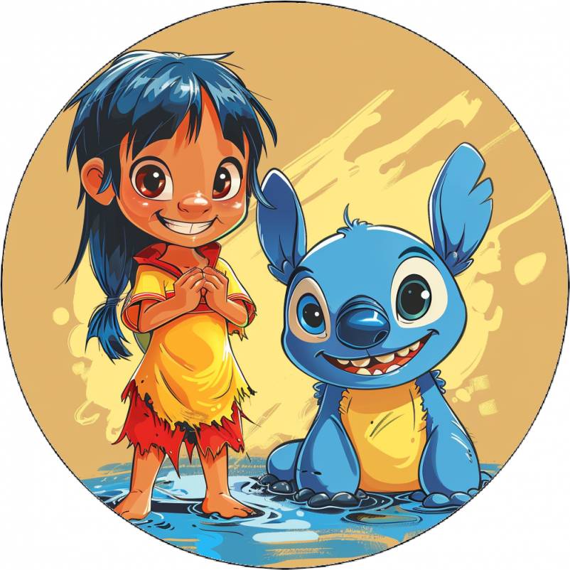 Jedlý papír Lilo a Stitch v kaluži 19,5 cm - Pictu Hap