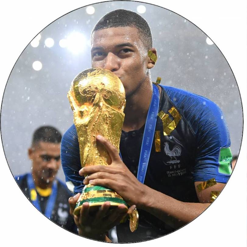 Jedlý papír Kilian Mbappe s vítěznou trofejí 19,5 cm - Pictu Hap