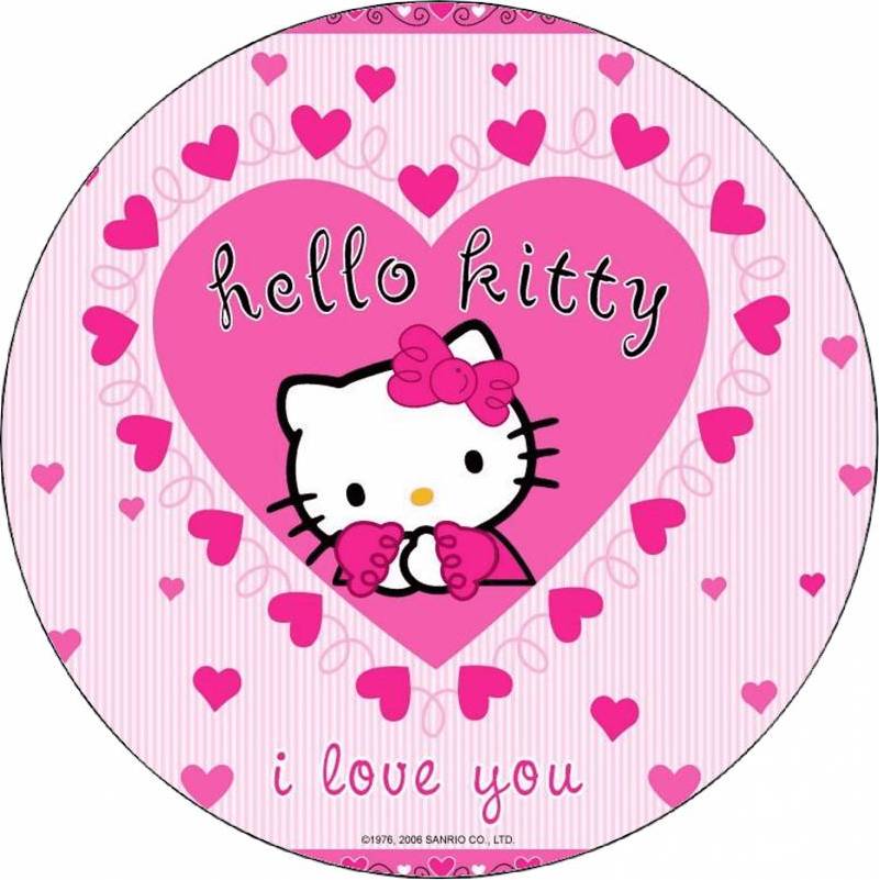 Jedlý papír Hello Kitty v srdíčku 19,5 cm - Pictu Hap